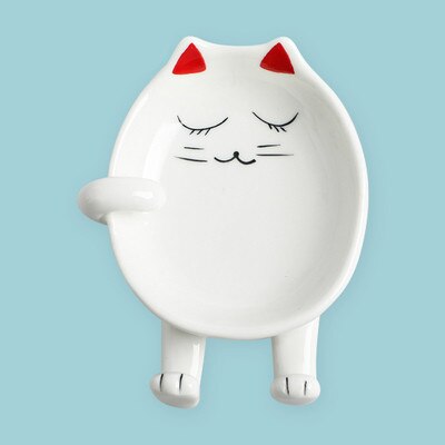 1 Pc dessin animé chat Pot en céramique porte-couvercle cuisine Pan couverture support spatule cuillère baguettes support étagère porte-ustensile repose cuillère: A