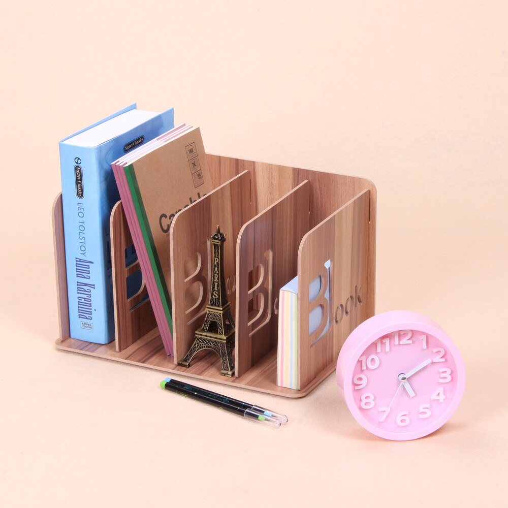 Archivador de escritorio organizador de libros organizador de madera con 4 compartimentos para estudiantes escuela Oficina hogar