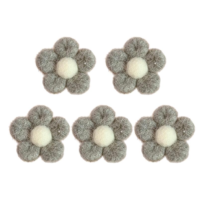 Broche de fieltro en forma de flor para niños, alfileres adorables con broche para niños, ropa de ramillete, 5 uds.: Grey