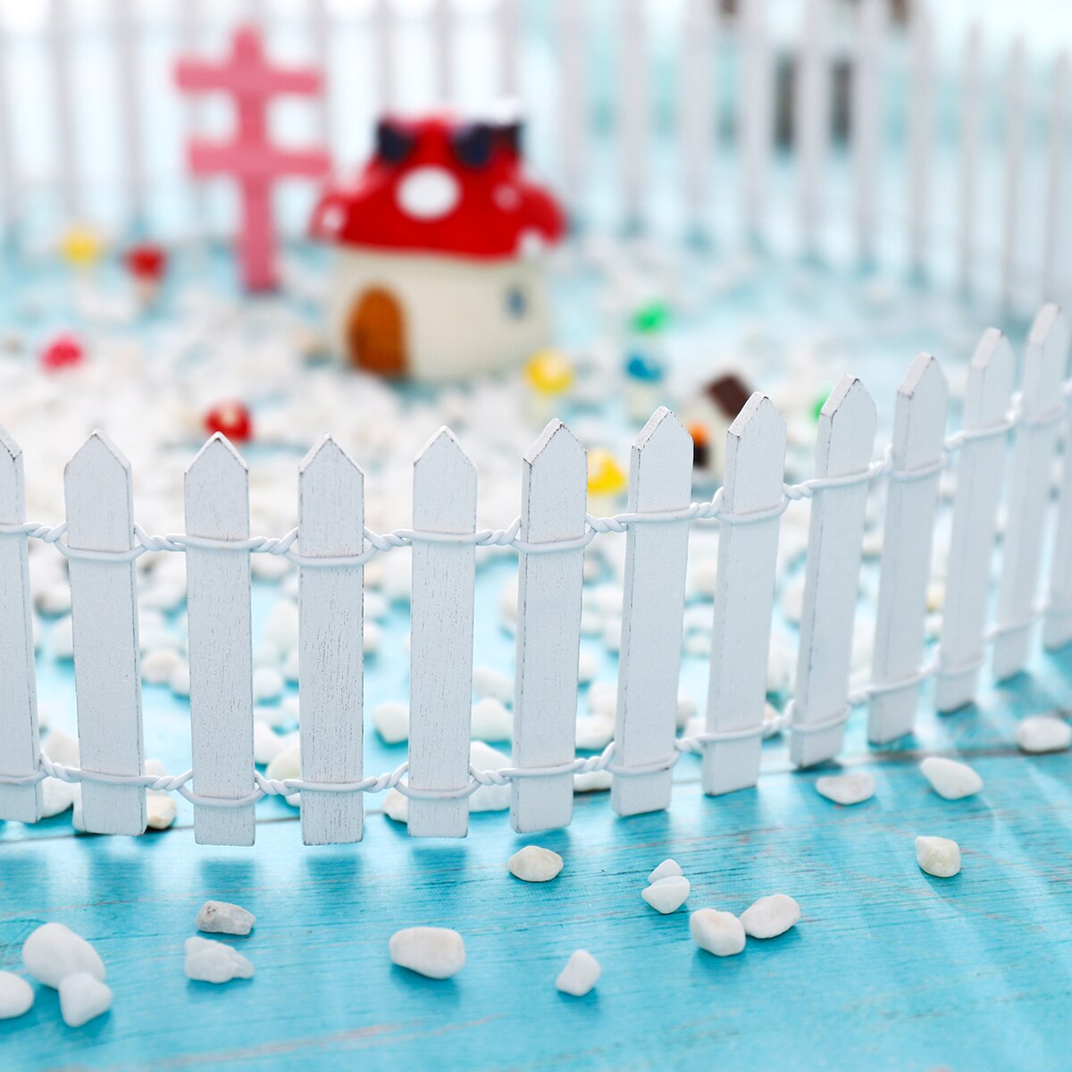 1 Pc Wood Fence Portable Picket Fence Mini House Miniature Fence for Home Garden Patio