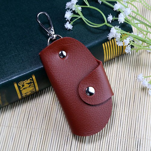 Etya nøgle etui holder herre pung pu læder unisex nøgleorganisator taske nøgler husholderske business tegnebøger nøgle taske: Brun