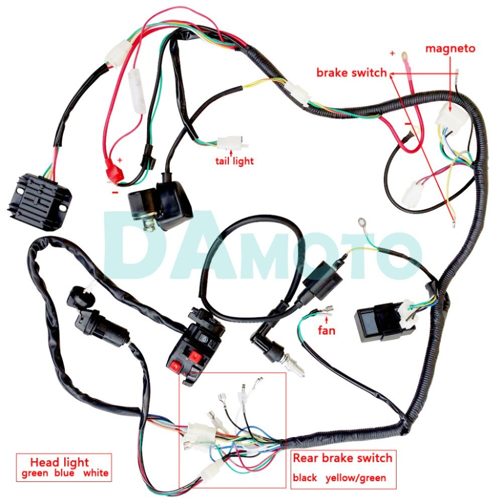 QUAD WIRING HARNESS 200 250cc Chinese Electric start Loncin zongshen ducar Lifan