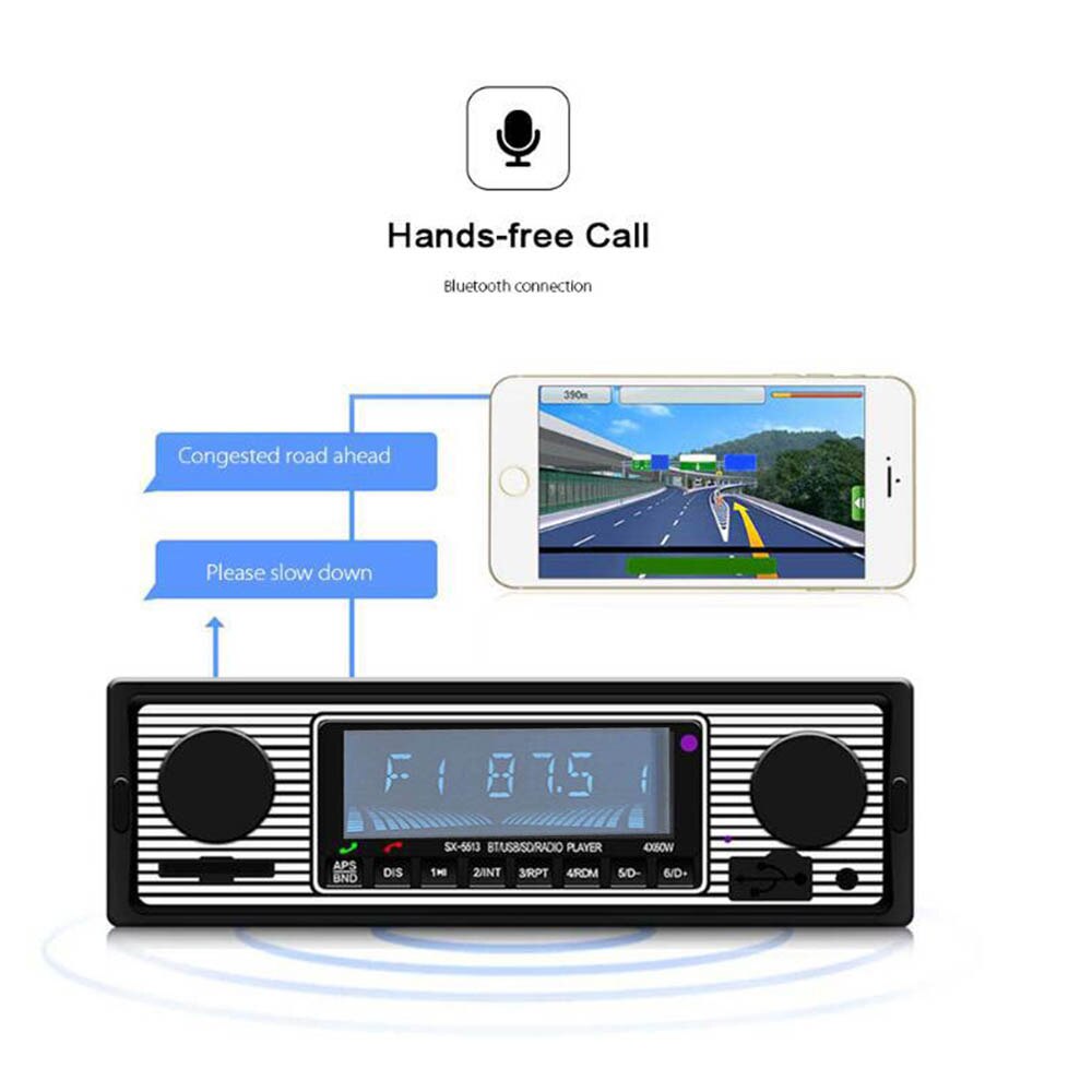 Reproductor de MP3 para coche Compatible con Bluetooth, Radio automática, Reproductor Multimedia Inalámbrico AUX USB FM 12V, reproductor de Audio estéreo clásico para coche