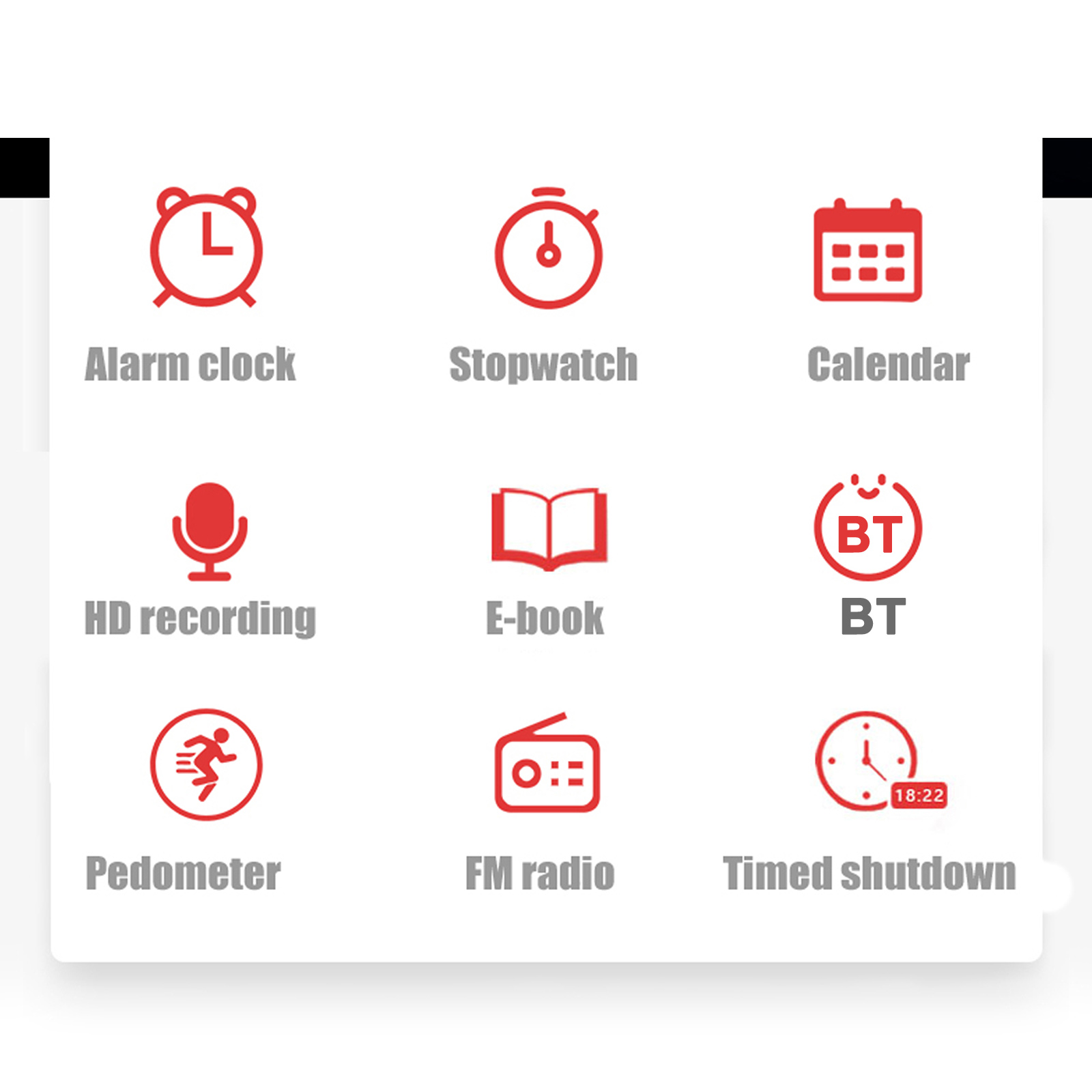 RUIZU X55 MP3 Player Portable 1.5in BT Stereo Music Video Player with Speaker Built-in 8G Memory FM Radio Recording 3.5mm Input