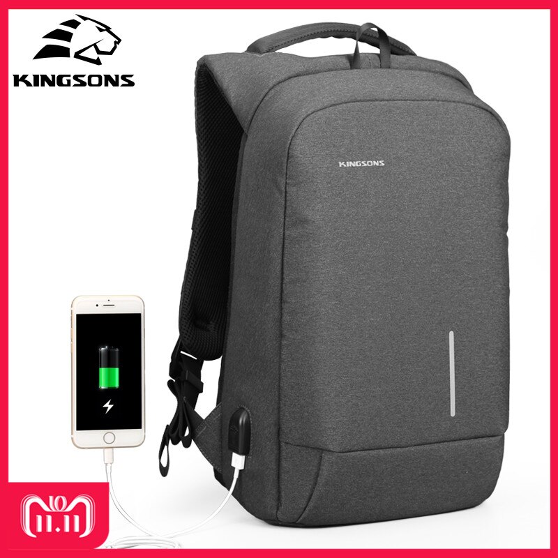 10% Off Kingsons KS3149W 13,3 15,6 zoll Externe USB Lade Laptop Rucksäcke Schule Rucksack Tasche Männer Frauen Reisetaschen