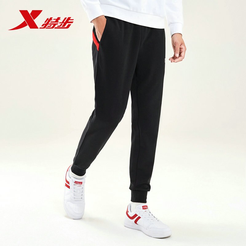 Xtep Men's Black Knitted Running Pants Sport Trousers Autumn Knit Casual Sport Pants 881329639239