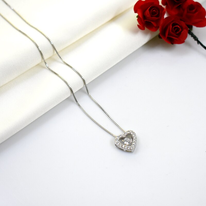 Colgante de Plata de Ley 925 con forma de corazón para mujer, collar con diamantes de imitación, con cierre de amor, Circonia cúbica, zirconia, circonita, zirconita, de joyería
