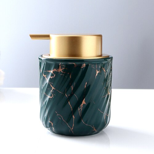 Ceramics 270ml Brushing Cup Simple Style Mouthwash Cup Marble Thread Lotion Bottle Separate Press-type Empty Bottle Couple Suit: A