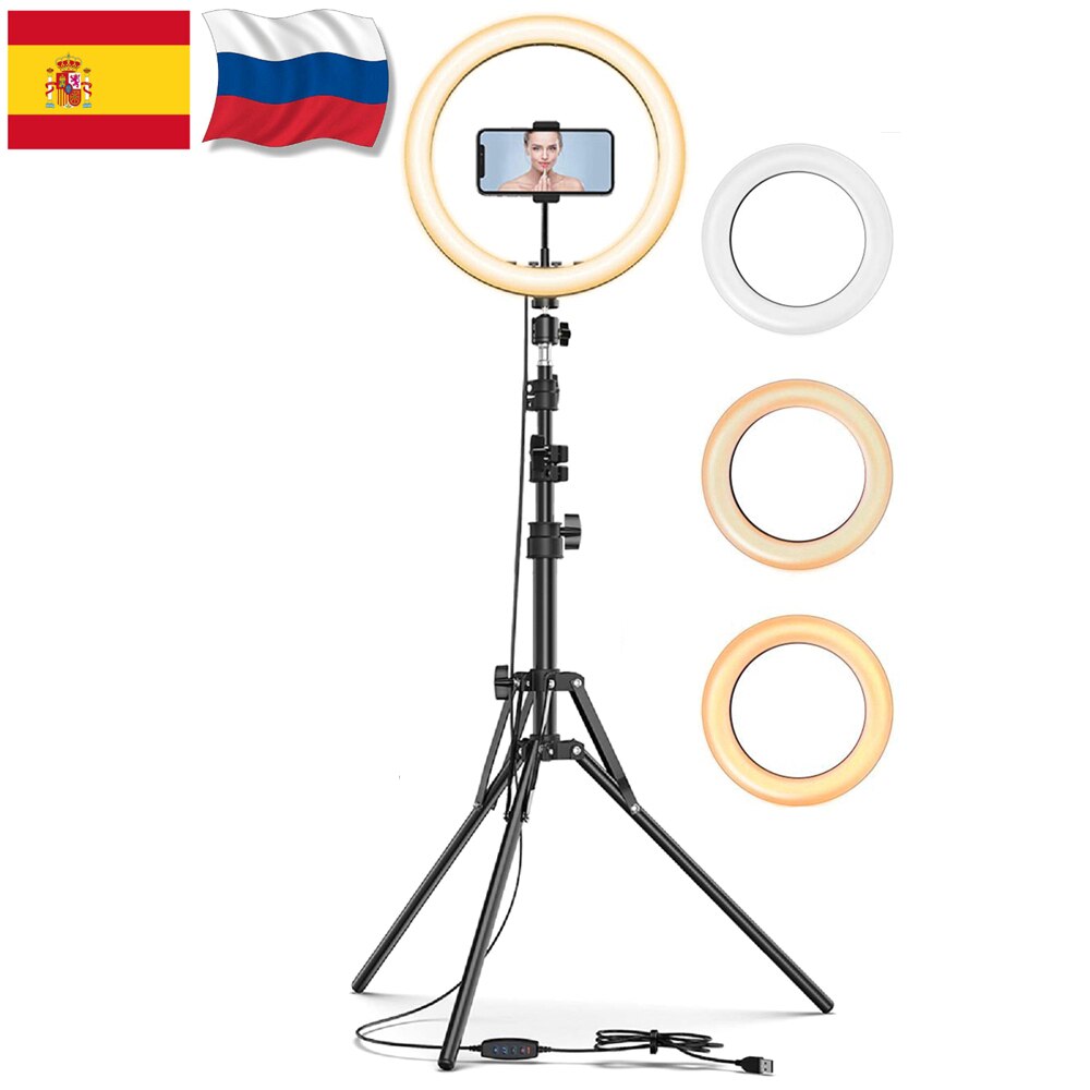 10-13 pollici LED Ring Light con treppiede telefono Video Selfie Ring Lamp dimmerabile fotografia luci rotondo Flash Ringlight per Tiktok