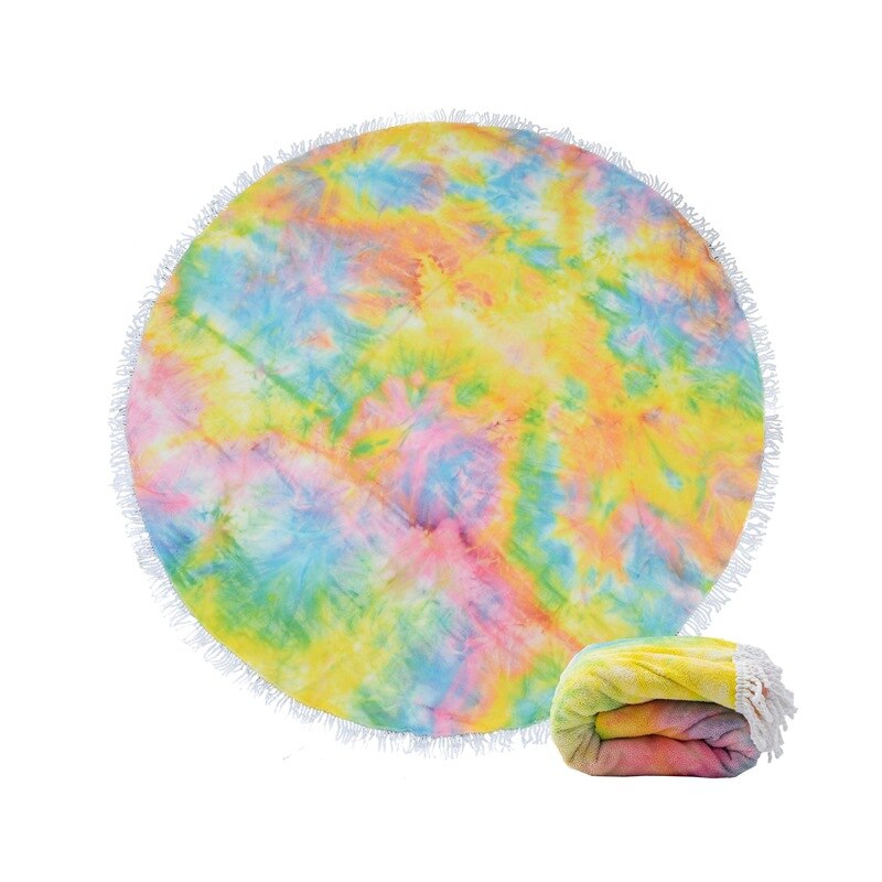 Turkish Style Microfiber Tassel Round Washcloth Soft Absoebent Quick-drying Towel Breathable Bath Towel for Beach SPA: yellow
