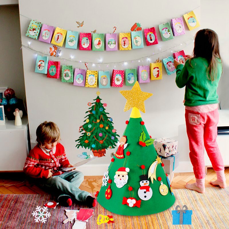 Lapset itse huopa joulukuusi joulukoristeet kotiin navidad vuosi joulukoristeet joulupukin joulupuu