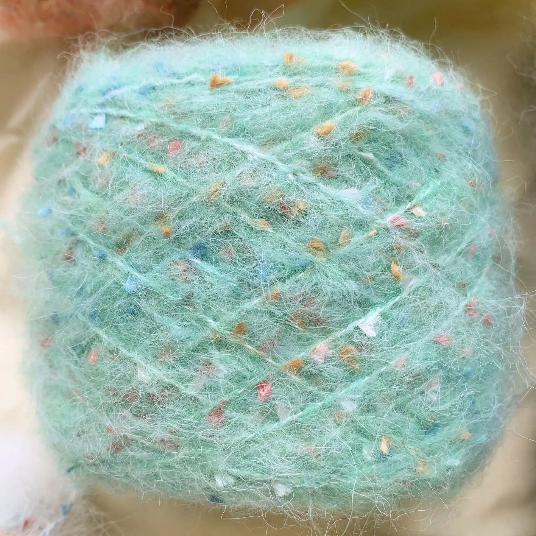 Hilo de mezcla de Mohair para tejer a mano, hilo de lana de Gypsophila mezclado, costura DIY, bufanda, suéter, sombrero, hilo de ganchillo, 50g por rollo: Marfíl