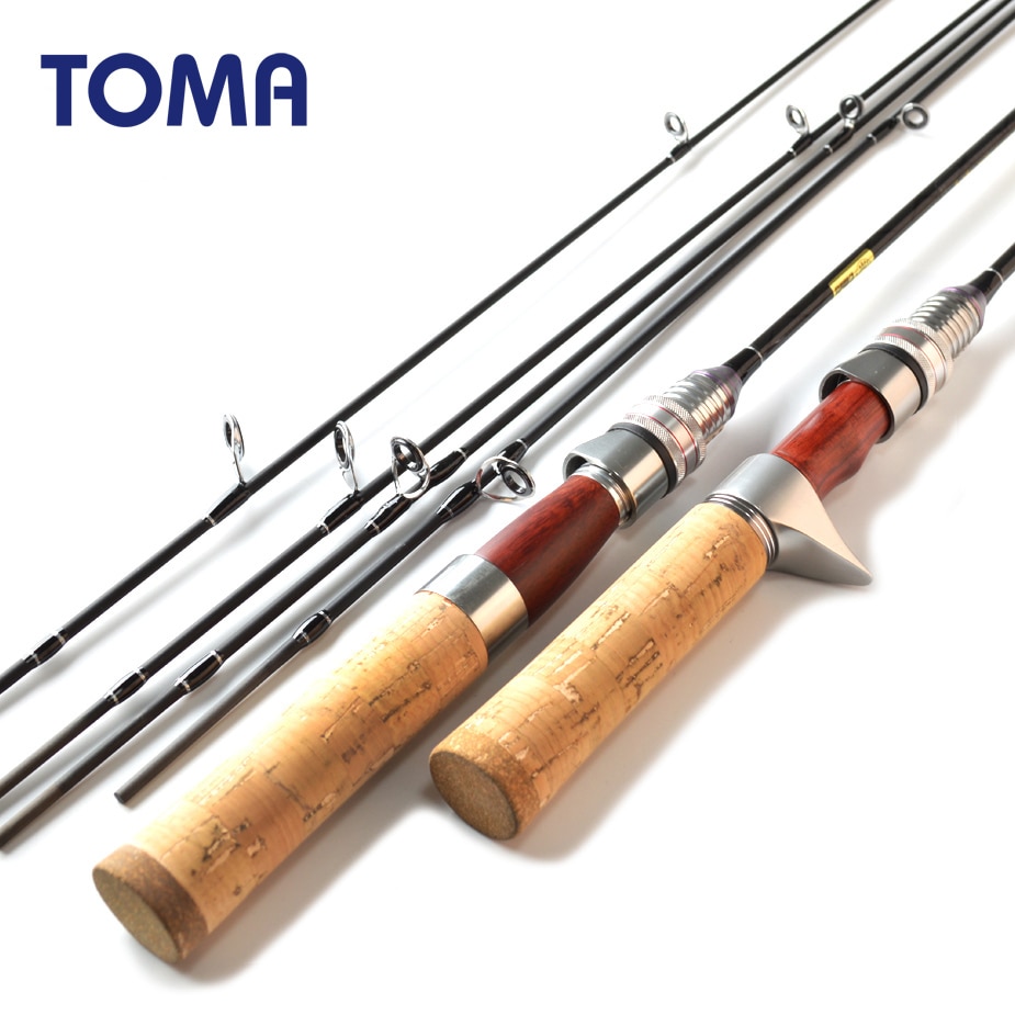 TOMA Fishing Rod Carbon Spinning Rod Casting Red wood 1.8m Power UL L 2 Sections Ultralight Lure Fishing Rod Tackle