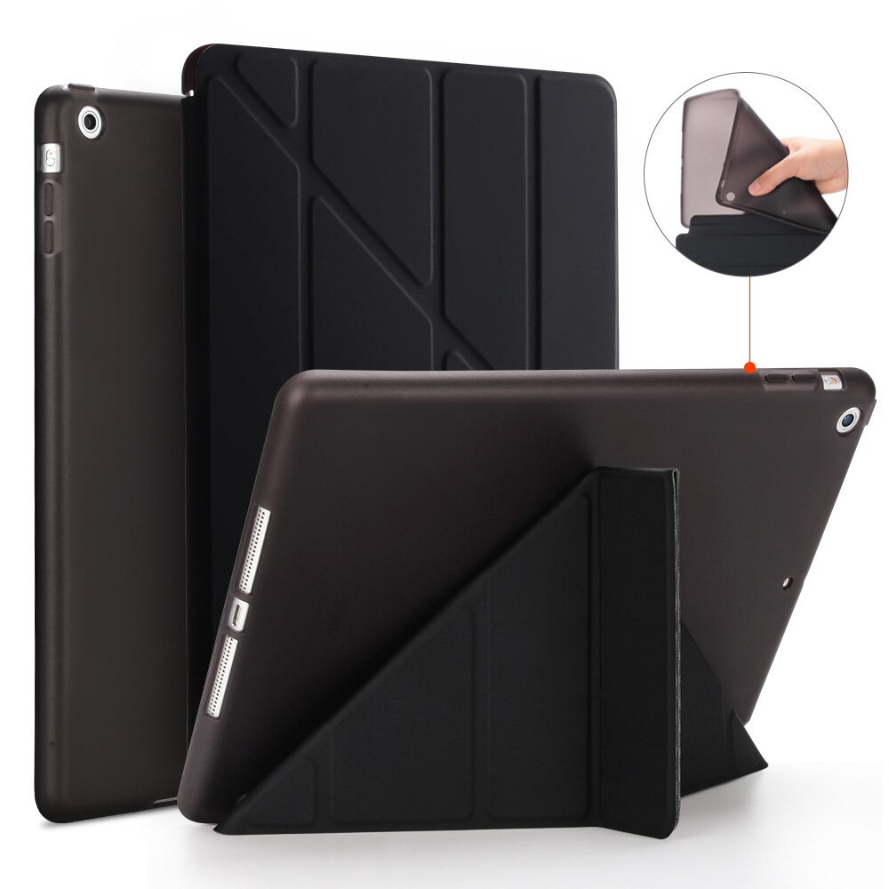 Etui do iPada powietrza, etui z klapką stań etui do iPada 5, PU skóra pełni etui do iPada A1474 A1475 A1476 smart cover dla ipad Air 1 przypadki: Black