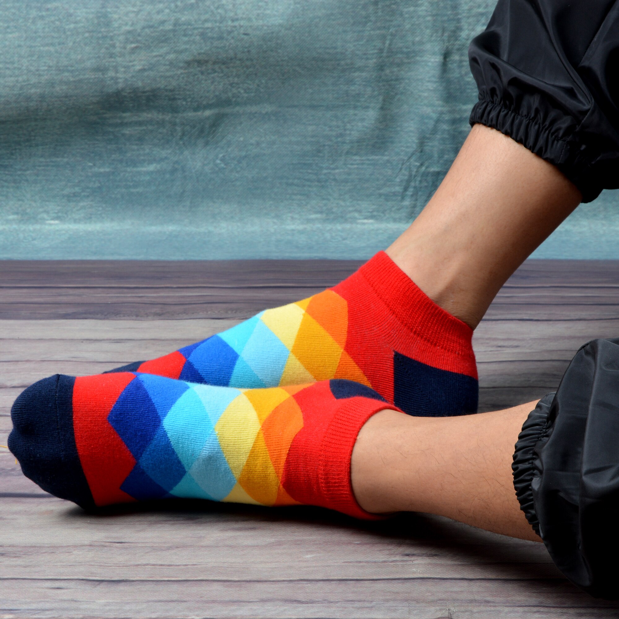 Sanzetti heren 6 paar/lot kleurrijke zomer gekamde katoenen enkelsokken gestreepte geruite ademende harajuku sokken vrolijke sokken voor