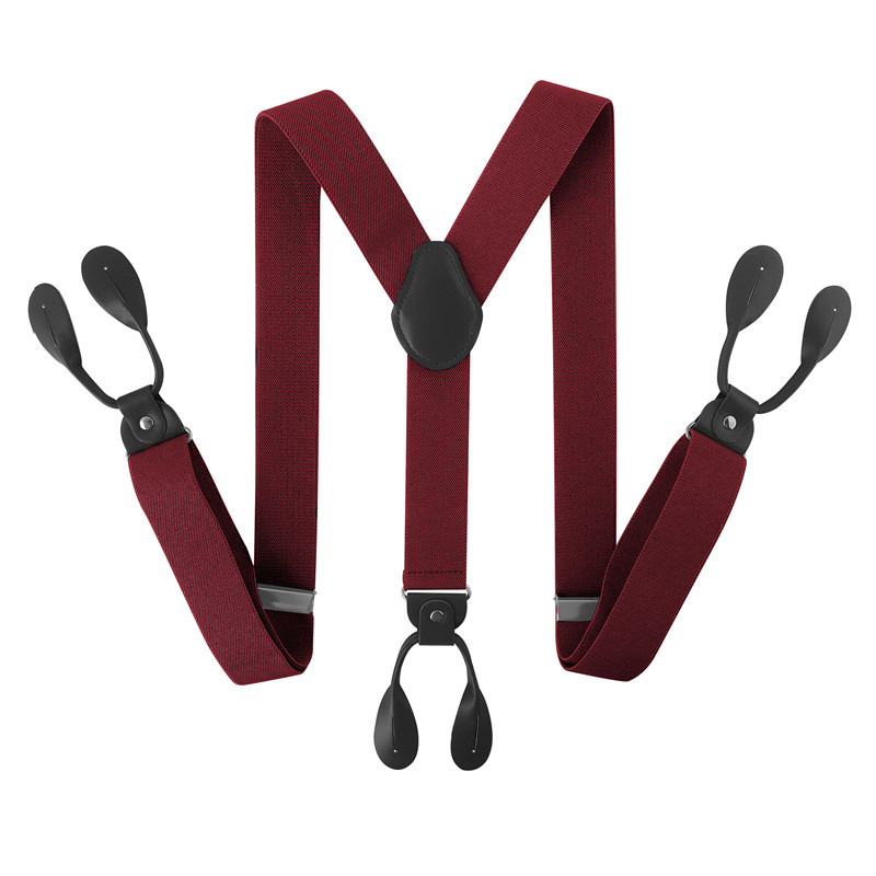 Bretelle Vintage ▾ da uomo di larghezza 3,5 cm con estremità a bottone in pelle PU nera rifinita con retrò a Y, bretelle elastiche regolabili per pantaloni, cintura: zenzero