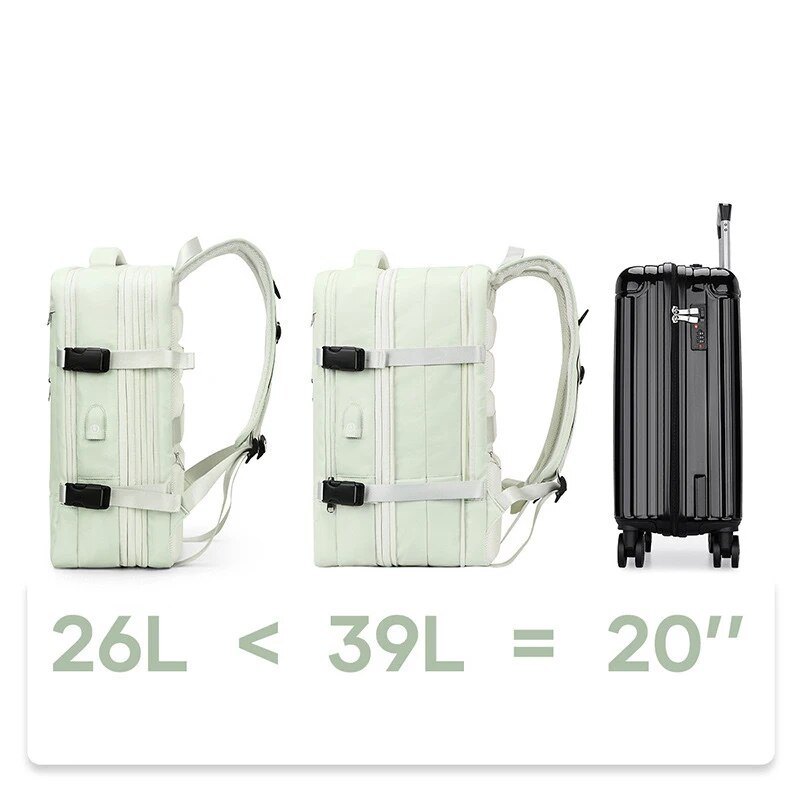 Reisrugzak voor dames Heren Reistas Waterdichte wandelrugzak College-laptoprugzak voor reizen op het vliegtuig Uitbreiding