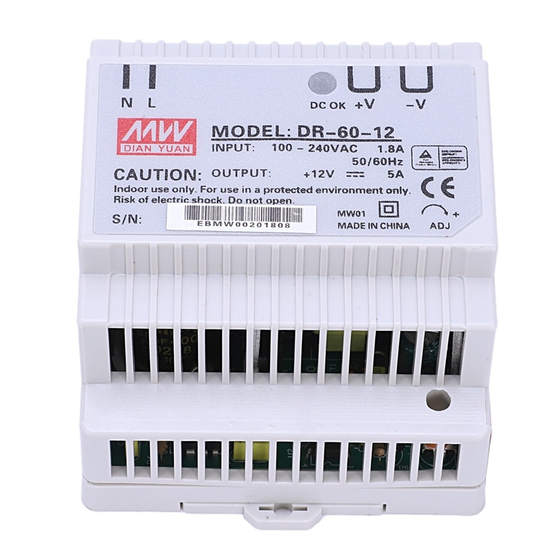 Din Rail Voeding 60W 12V Ac Dc Converter Dr-60-12 Voeding 12V 60W Goede: Default Title