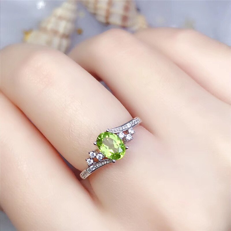 LeeChee peridoto naturale anello reale 925 argento sterlina del solido gioielli per le donne del regalo di anniversario verde gemstonge libera la nave