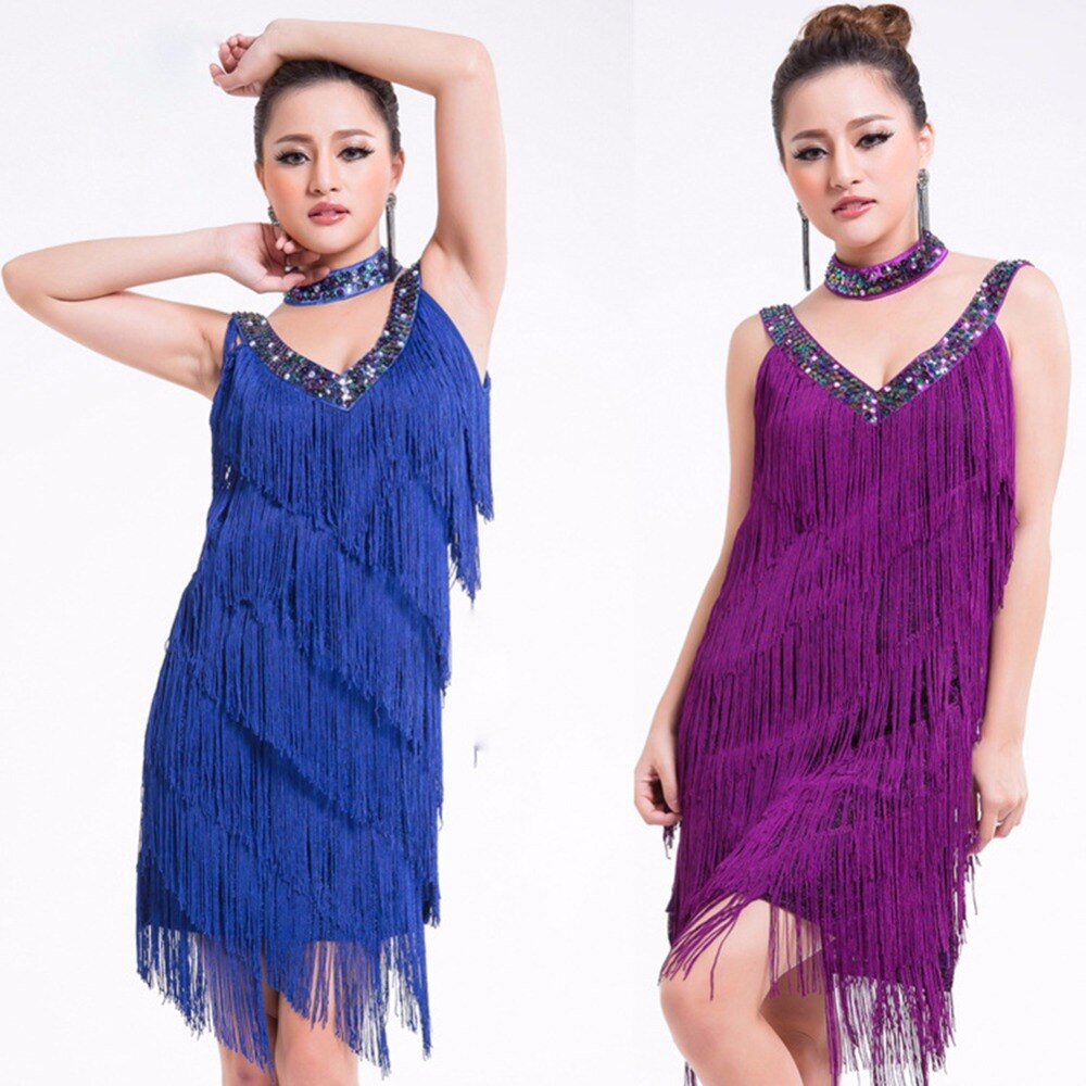 Sexy V-Neck Women's Flapper Dress 1920s Tassel Cocktail Fringe Dress party costumes