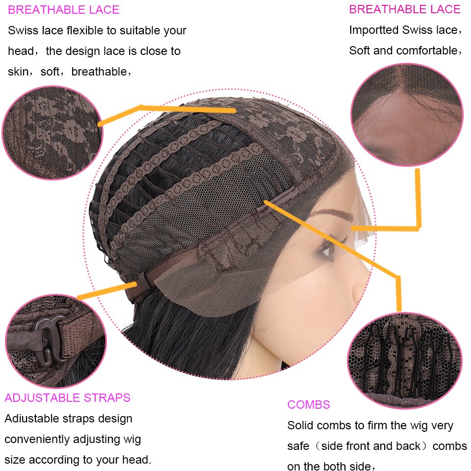 MANWEI black Synthetic Hair Lace Wigs For Women 28inch Long Wavy Lace Front Wig Middle Part Heat Resistant Fiber Hair