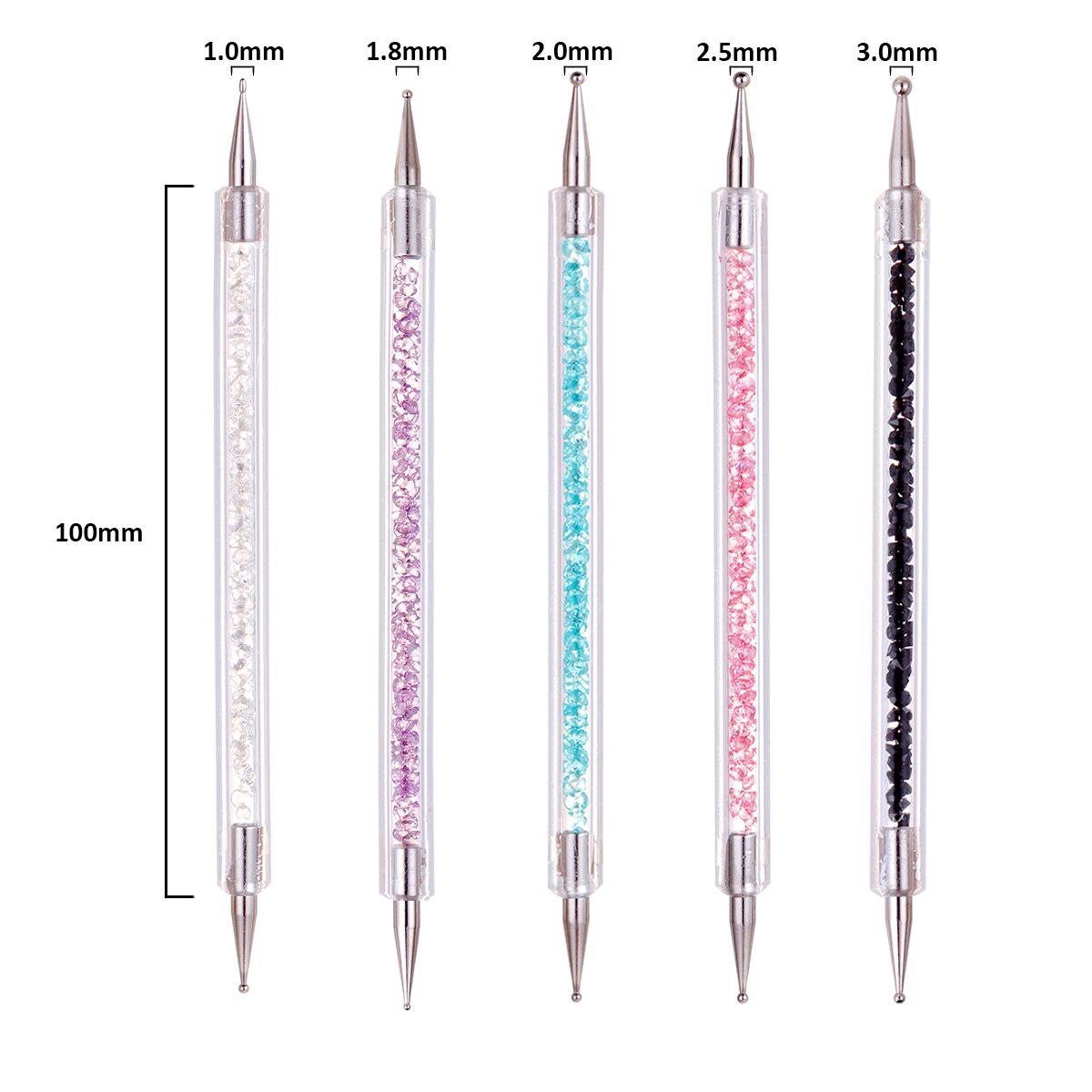 Monja 5 Stks/set Dubbele Hoofd Manicure Borstel Acryl Gel Graveren Pen Strass Kralen Decoratieve Delicate Nail Art Gereedschap: SKU004583
