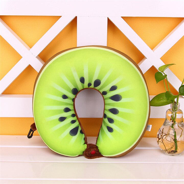 1 Pc 6 Kleuren 3D Fruit U Vormige Kussen Bescherm De Nek Reizen Watermeloen Citroen Kiwi Oranje Kussens Kussen Vliegtuig kussen: Kiwi