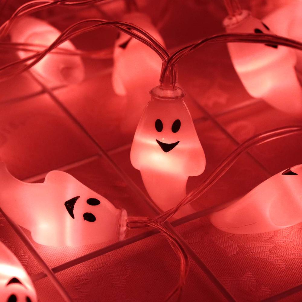 Mignon Halloween LED chaîne lumière fantôme crâne lumières décoratives fée LED guirlande extérieure intérieure décoration à piles JQ: Rouge / 2.2m 20Leds