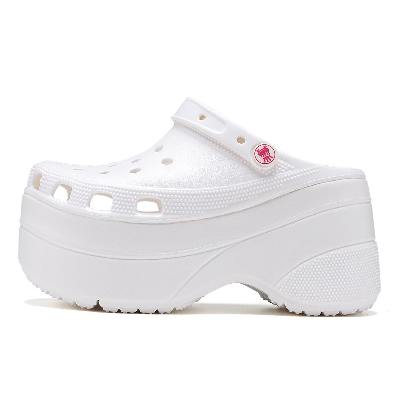 Nowe gorące cukierki kolor platformy drewniaki dla kobiet 10cm Super wysokie szpilki damskie Mule drewniaki buty ogrodowe letnie drewniaki kapcie: white / 6