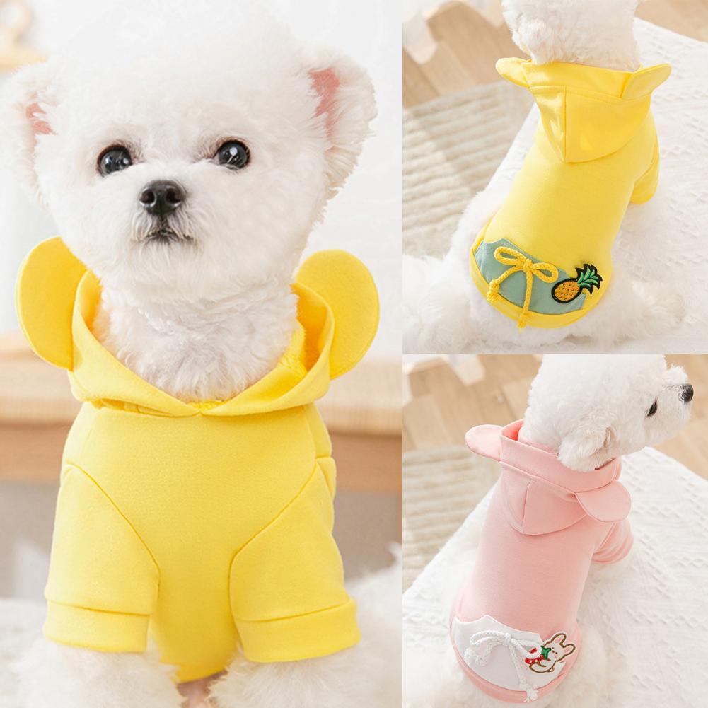 Camiseta con capucha para mascota, camisa transpirable de dos patas para perro, sudadera transpirable de algodón puro informal para animales pequeños