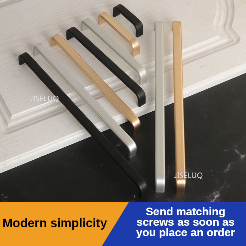 Moderne garderobehåndtak 64mm/96mm/128mm/160mm/192mm solide/hule aluminiumshåndtak kjøkkenmøbelhåndtak skuffhåndtak