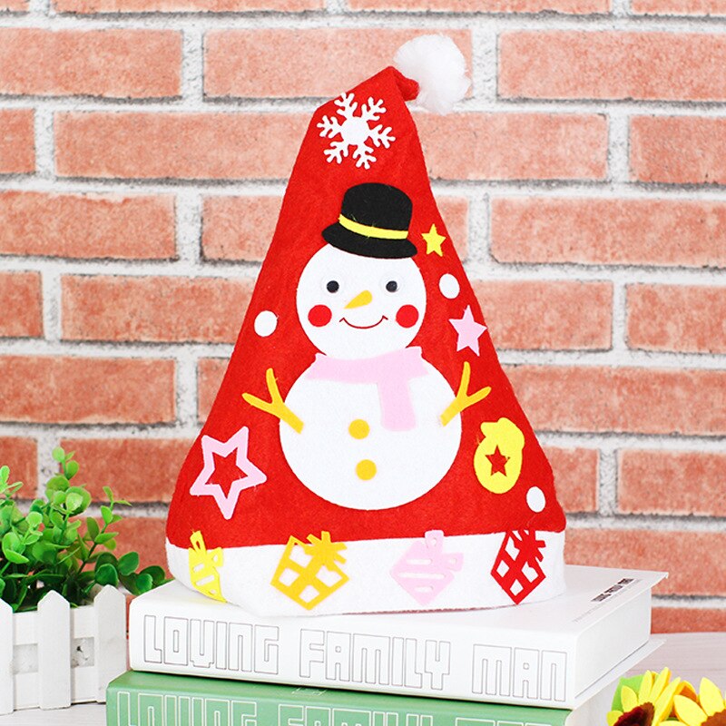 Gorro de Navidad hecho a mano para niños, gorros de Papá Noel no tejidos, juguetes artesanales, para jardín de infantes, Kits de materiales creativos para niños: Snowman