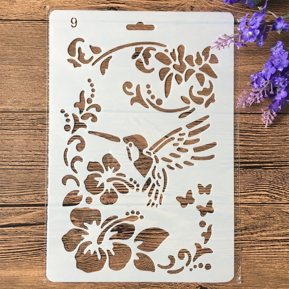 4Pcs/Set 11inch Dragonfly Fairy DIY Craft Layering Stencils Painting Scrapbooking Stamping Embossing Album Paper Card Template