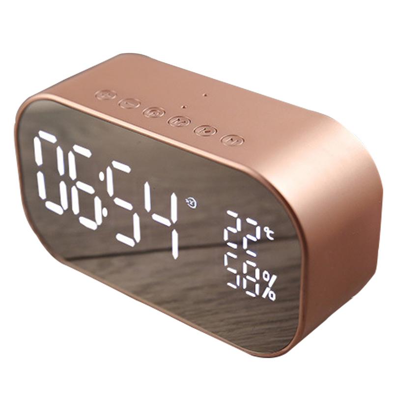 Bluetooth Speaker Wireless Mini Phone Alarm Clock Home Small Sound Computer Car Subwoofer Decoration: Rose Gold