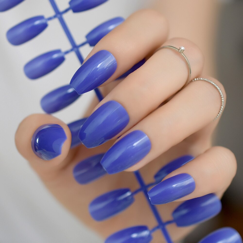 Blu ballerina Unghie Artistiche Punte False Falso Bara Unghie Forma Piatta Copertura Completa Artificiale manicure Della Decorazione di Usura di proprietà