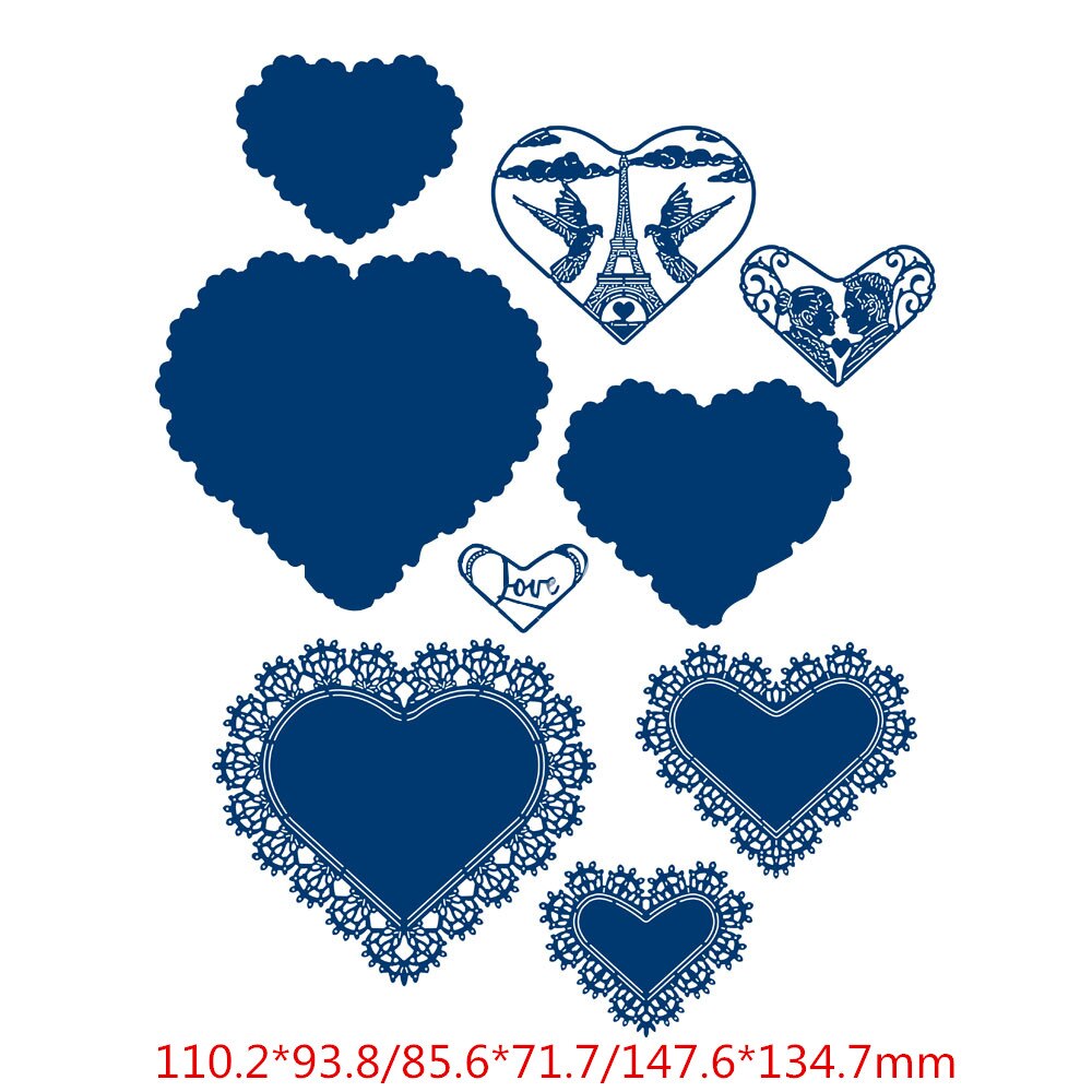 Coração oval hexágono quadrado quadro de metal corte dados para scrapbooking álbum diy gravação cartão que faz a decoração artesanato novo 2019: 3pcs hearts