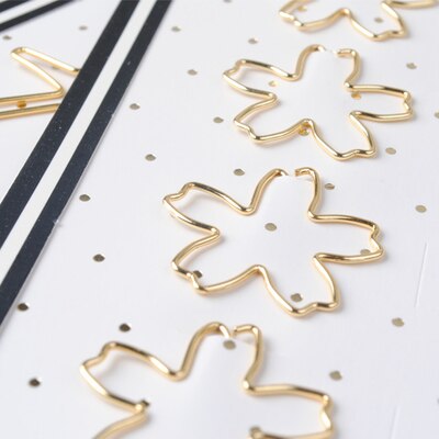 Trombone doré avec épingle, trombone en métal, marque-pages, rangement, accessoires de bureau, marque-pages avec nœud rose doré, joli nœud, trombones: 8