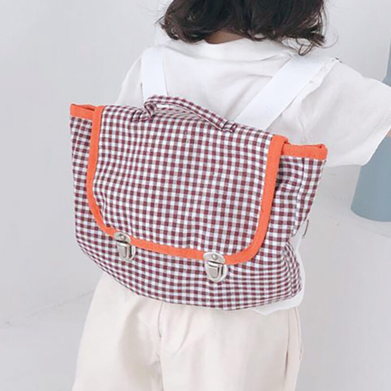 coton tissu enfants unisexe sac à dos Vintage diamant treillis sacs à dos sac d'école pour enfants sacs multifonctions