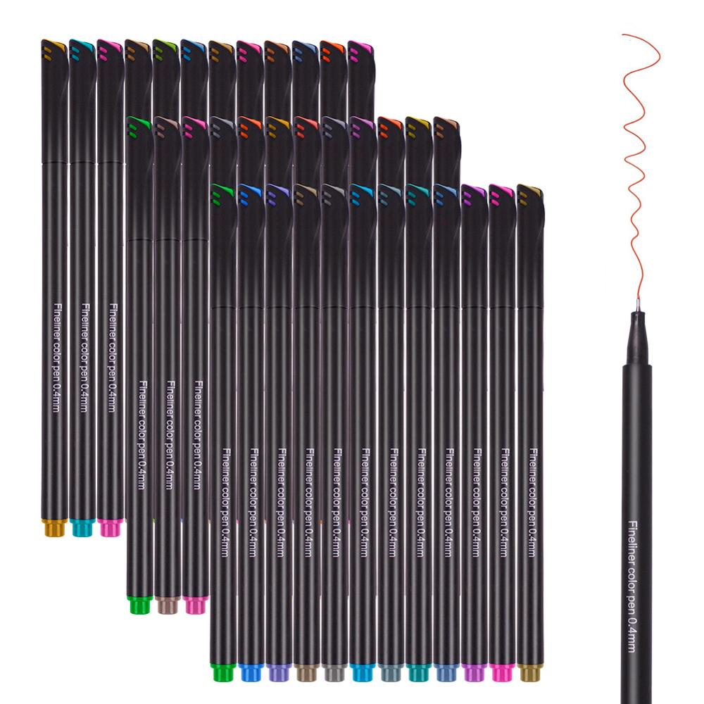 Fineliner kunst tuscher penne dobbelt spids tegning maleri akvarel pen 12 24 36 48 60 100 farver til kalligrafi tegning skitsering