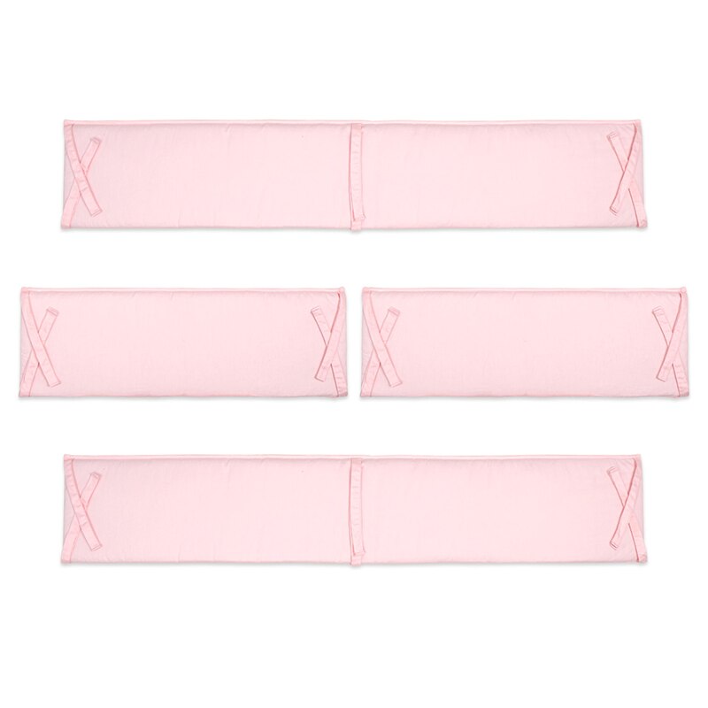 Almohadillas de parachoques de cuna seguras para bebés, cunas estándar, lavables a máquina, acolchado, forro grueso para cuna, acolchado para dormitorio infantil, 100% de algodón: Pink