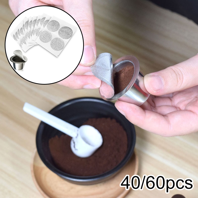 40/60 aluminiumfolie kaffekapslar tätningslock kapslar klistermärke byt ut för att fylla kaffekapslar nespresso 37mm kaffetillbehör