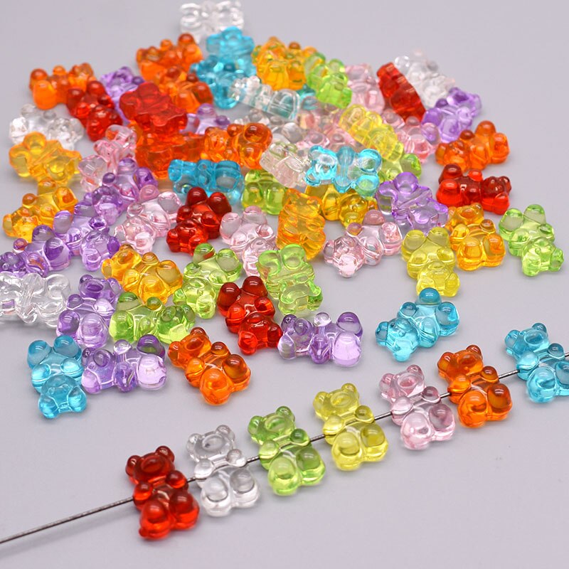 Rainbow Kleurrijke Leuke Gummy Bear Acryl Kralen Voor Sieraden Maken Ketting Armband Oorbellen Beren Kerstcadeau Kruis Gat