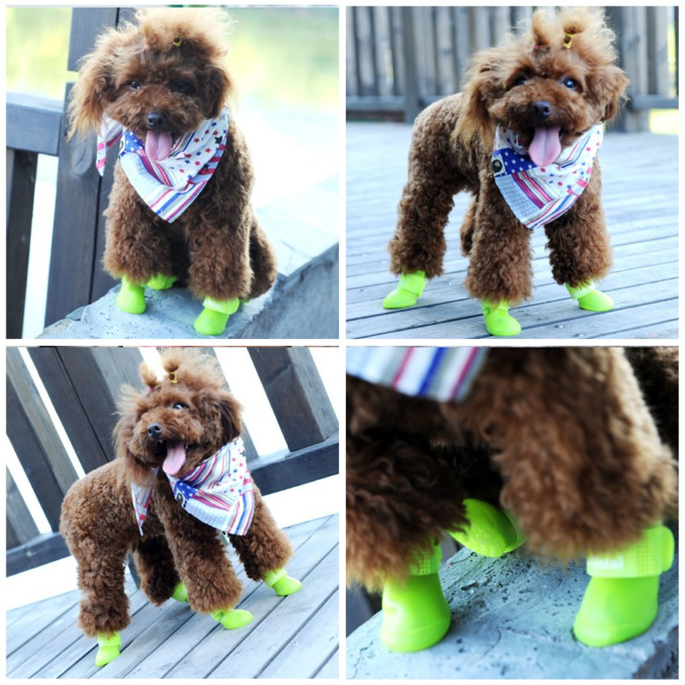 4 Stks/set Hond Schoenen Waterdicht Regen Pet Rubber Laarzen Duurzaam antislip Outdoor schoenen Candy Kleur Voor Kleine honden Puppy Teddy