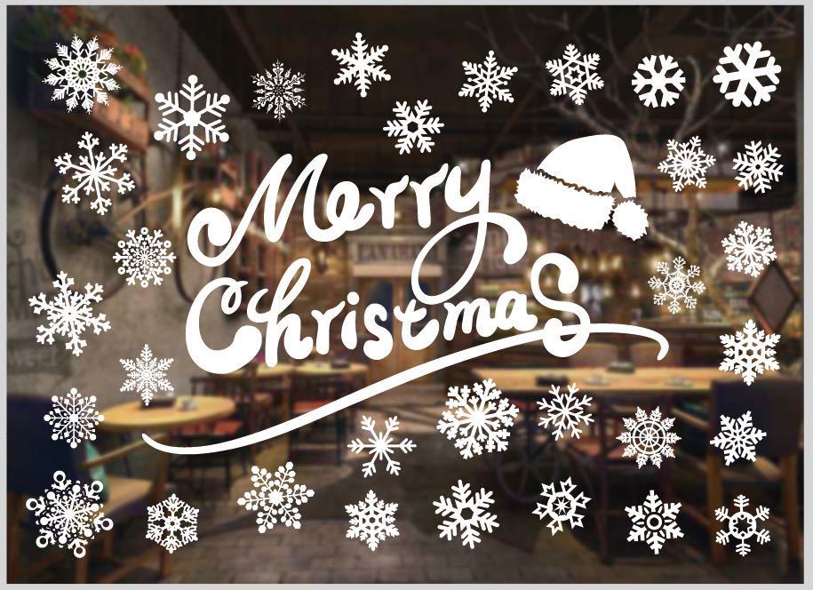 Large Merry Christmas Wall Sticker Stylish Santa Window Room Decoration PVC Year Home Decor Removable: J