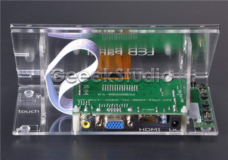 Raspberry Pi 4 tout plate-forme/PC 7 pouces 1024*600 écran LCD moniteur d'affichage avec carte de pilote HDMI VGA 2AV et support acrylique transparent