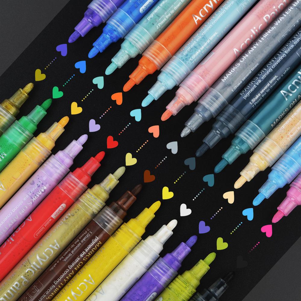 1/12/24 stücke Acryl Permanent Farbe Marker stift wasser bleistift Set für DIY Keramik Rock Glas Schreibwaren Büro kunst liefert lapices: 24 colors set