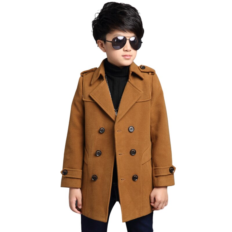 Rooster Kinderen Jas Wollen Jas Voor Jongens Mode Herfst Winter Jas Jongen Windjack Kids Winter Overjas: brown / 120cm