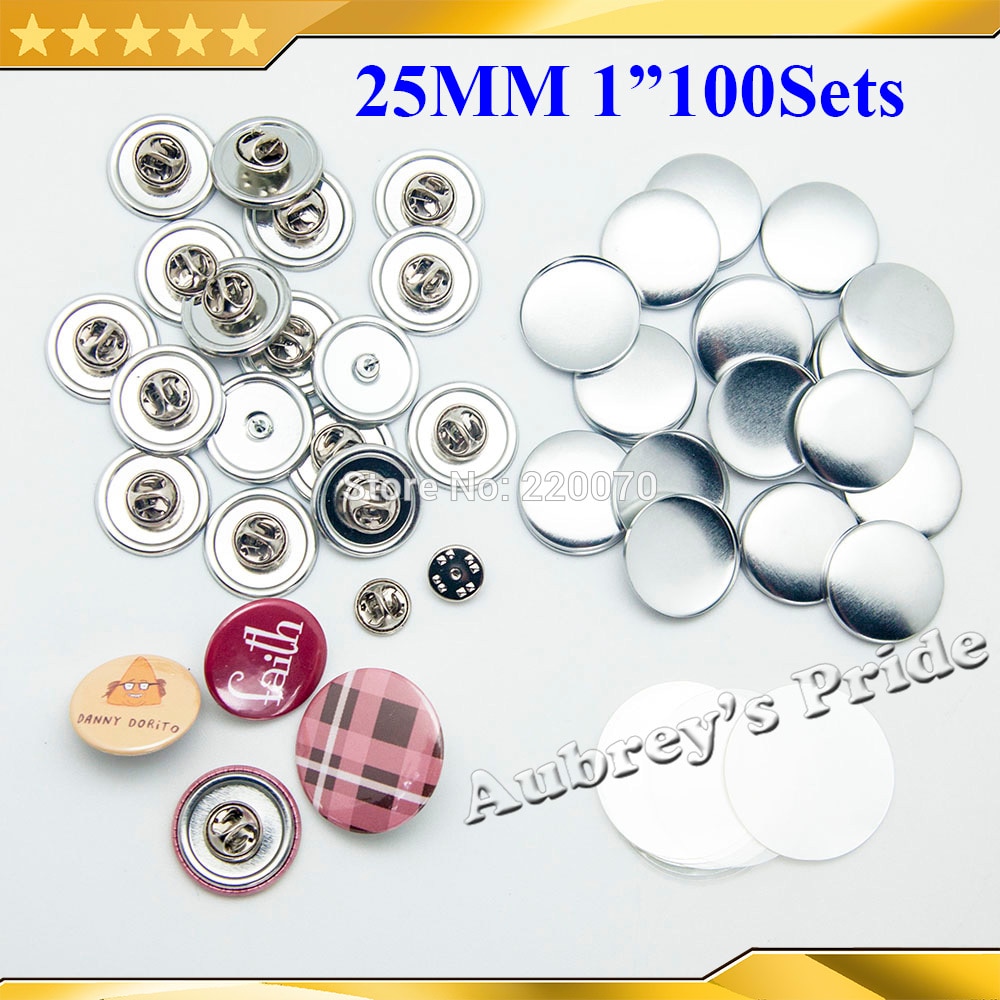 100 Sets 1 &quot;25mm Professionele Vlinder Koppeling Terug Metal Alle Stalen Badge Button Maker Button Supply materialen