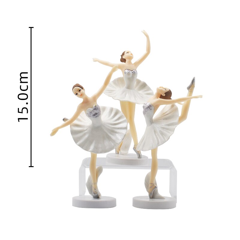 3pc Girls Ballet Cake Topper Dancing Girl Doll Decor Wedding Ballerina Birthday Cake Decor Baby Girl 1st Happy Birthday Party: white 3pcs