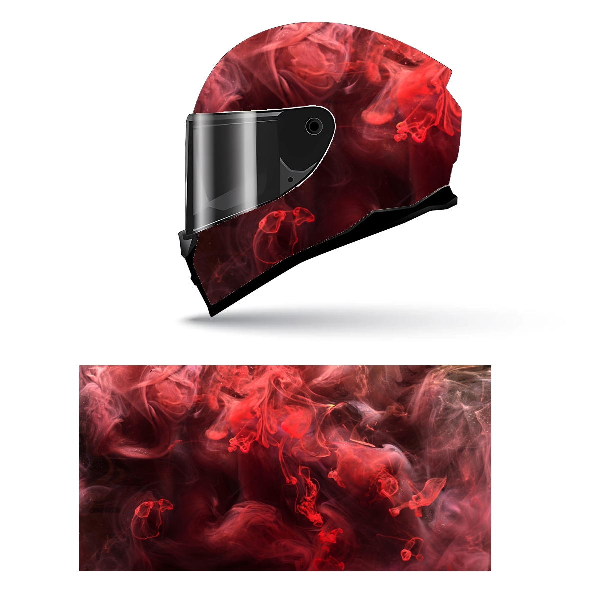 Abstract Red Smoke Full Helmet Wrap Sticker Motorcycle Helmet Racing Graphic Decal Vinyl Wrap Helmet Decorative Sticker: XL / black